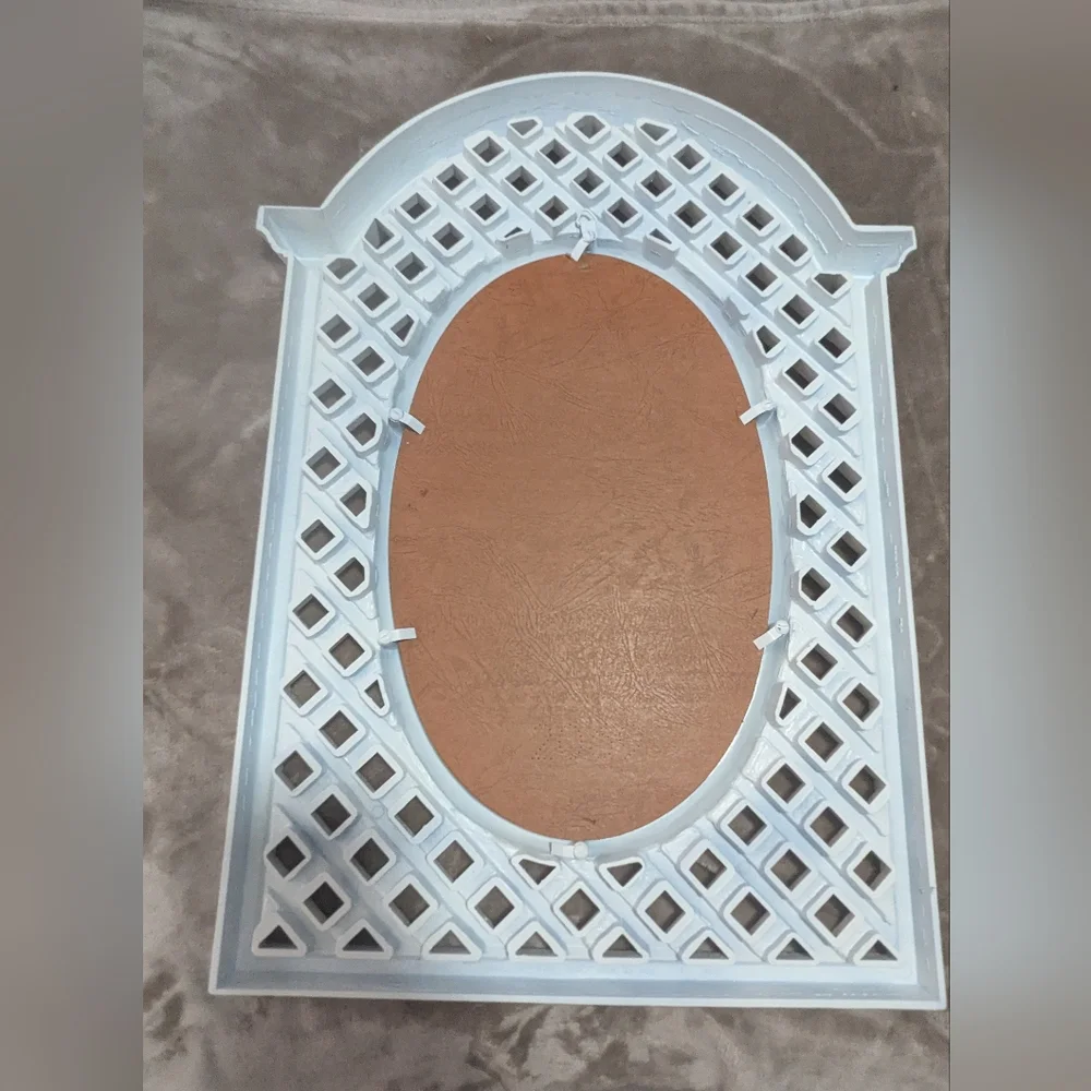 Vintage Burwood White Resin Lattice Mirror